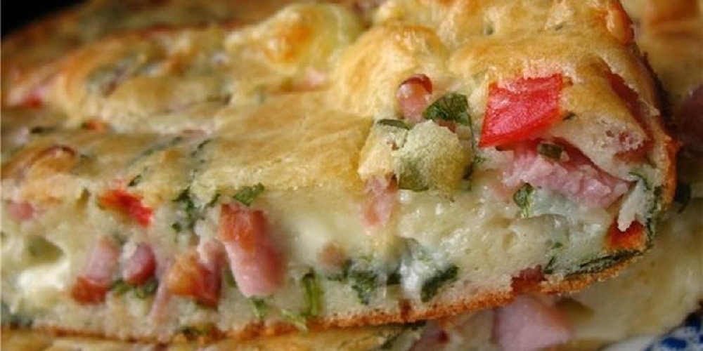  Заливной пирог – пицца, с колбасой и сыром 
